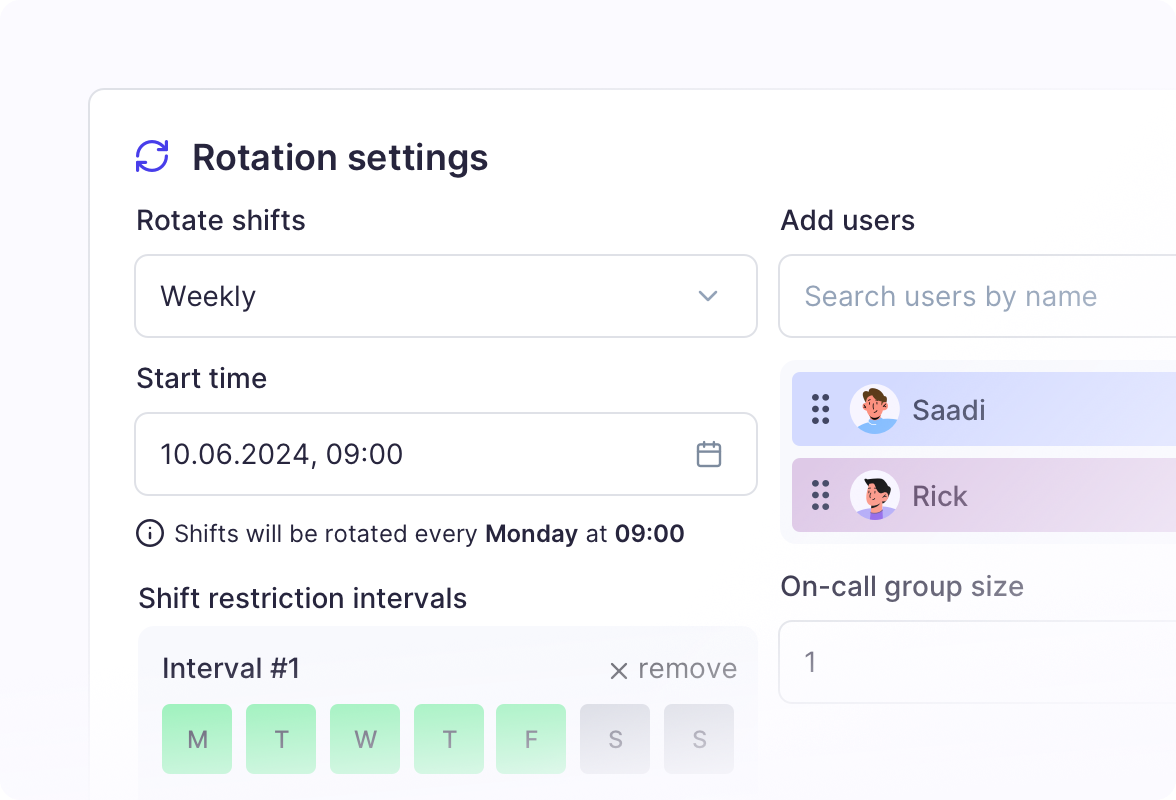 Rotation settings preview